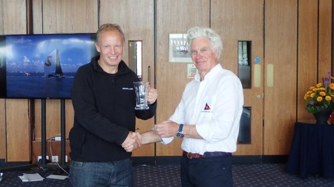 Stewart Whitehead's Rebellion receiving the runners up prize from Robert Vose, Royal Southern YC Rear Commodore Sailing - FAST40+ Spring Regatta ©  Leslie Greenhalgh